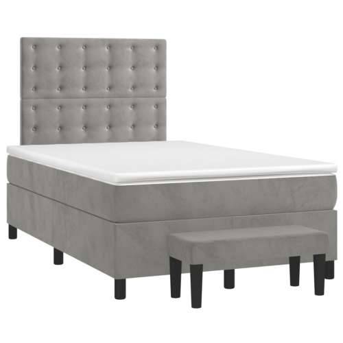 Box spring krevet s madracem svjetlosivi 120x200 cm baršunasti - Svjetlosiva 120 x 200 cm gumbi Cijena
