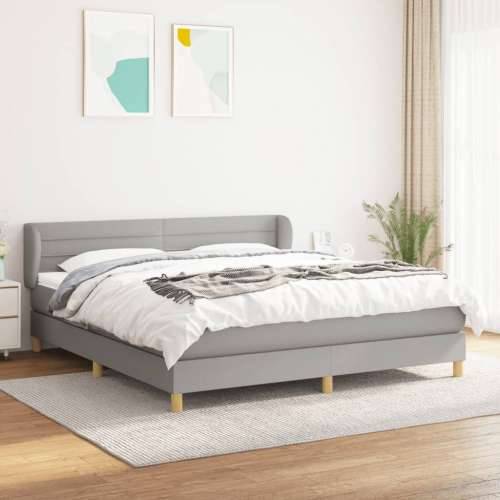 Krevet s oprugama i madracem svjetlosivi 180x200 cm od tkanine - Svjetlosiva 180 x 200 cm vodoravne pruge Cijena