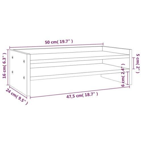 Stalak za monitor bijeli 50 x 24 x 16 cm od masivne borovine - Bijela 50 x 24 x 16 cm Cijena