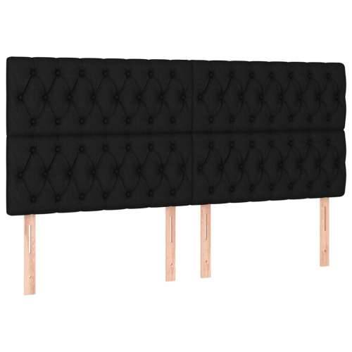 Krevet s oprugama i madracem crni 200x200 cm od tkanine - Crna 200 x 200 cm Dizajn s gumbima Cijena