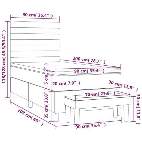 Okvir kreveta s oprugama i madrac svjetlosivi 90x200cm tkanina - Svjetlosiva 90 x 200 cm vodoravne pruge Cijena