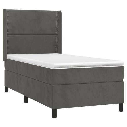 Box spring krevet s madracem tamnosivi 80 x 200 cm baršunasti - Tamno siva 80 x 200 cm Obično s čavlima Cijena