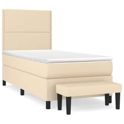 Krevet s oprugama i madracem krem 100 x 200 cm od tkanine - Krema 100 x 200 cm Obično s čavlima Cijena