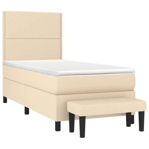 Krevet s oprugama i madracem krem 100 x 200 cm od tkanine - Krema 100 x 200 cm Obično s čavlima Cijena