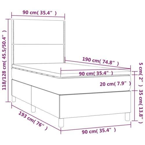 Box spring krevet s madracem svjetlosivi 90x190 cm od tkanine Svjetlosiva 90 x 190 cm Obično s čavlima Cijena