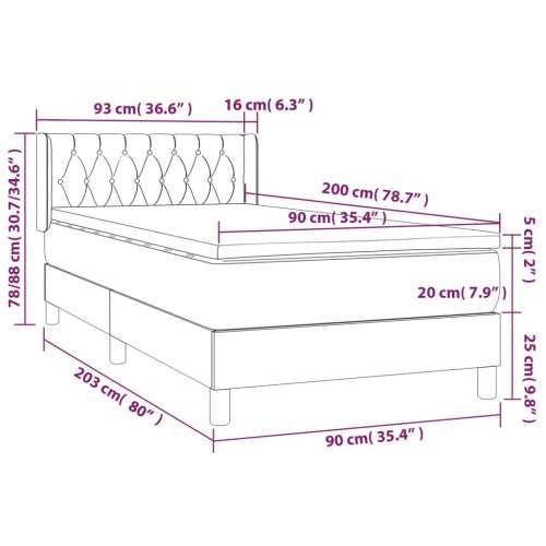 Krevet s oprugama i madracem krem 90 x 200 cm od tkanine Krema 90 x 200 cm Dizajn s gumbima Cijena