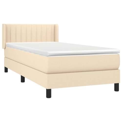Okvir kreveta s oprugama i madrac krem 80x200 cm od tkanine Krema 80 x 200 cm Okomite pruge Cijena