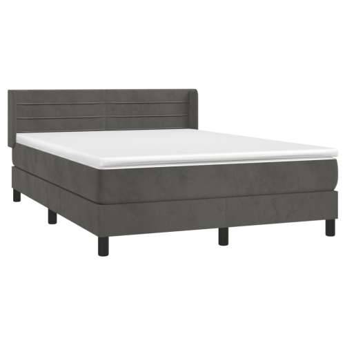 Krevet s oprugama i madracem tamnosivi 140x190 cm baršunasti - Tamno siva 140 x 190 cm vodoravne pruge Cijena
