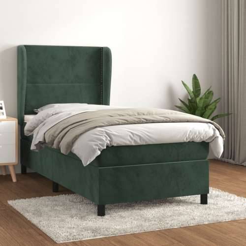 Box spring krevet s madracem tamnozeleni 90x190 cm baršunasti - Tamnozelena 90 x 190 cm Obično s čavlima Cijena