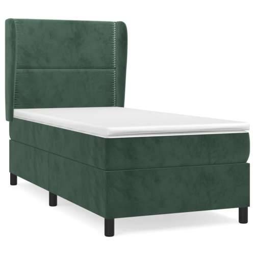 Box spring krevet s madracem tamnozeleni 90x190 cm baršunasti - Tamnozelena 90 x 190 cm Obično s čavlima Cijena