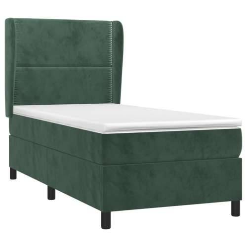 Box spring krevet s madracem tamnozeleni 90x190 cm baršunasti - Tamnozelena 90 x 190 cm Obično s čavlima Cijena