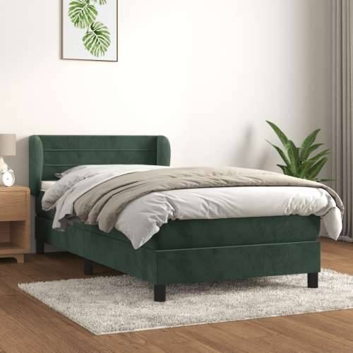 Box spring krevet s madracem tamnozeleni 100x200 cm baršunasti - Tamnozelena 100 x 200 cm vodoravne pruge Cijena