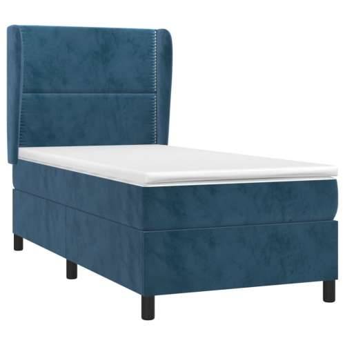Box spring krevet s madracem tamnoplavi 90x200 cm baršunasti - Tamno plava 90 x 200 cm Obično s čavlima Cijena