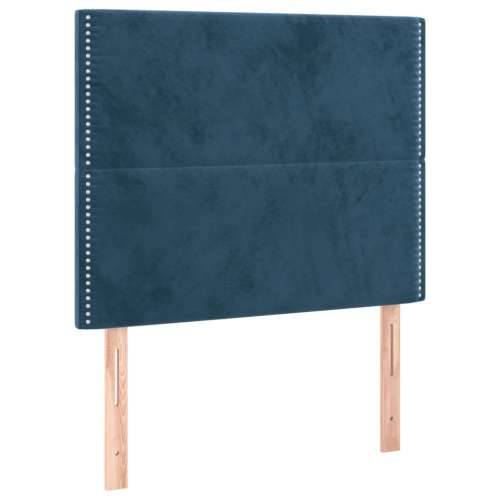 Box spring krevet s madracem tamnoplavi 90x200 cm baršunasti - Tamno plava 90 x 200 cm Obično s čavlima Cijena