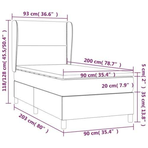 Box spring krevet s madracem tamnoplavi 90x200 cm baršunasti - Tamno plava 90 x 200 cm Obično s čavlima Cijena