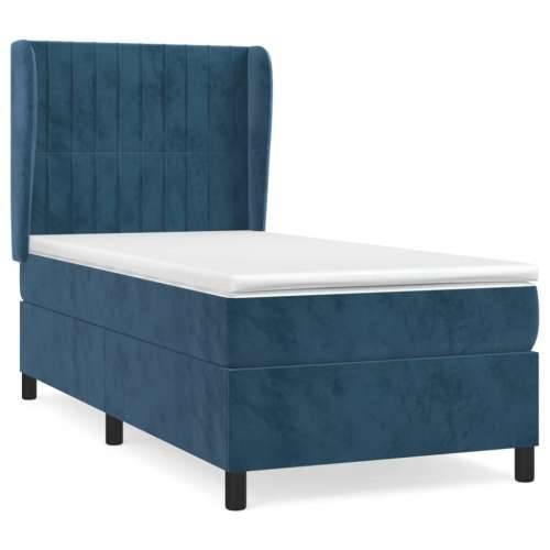 Box spring krevet s madracem tamnoplavi 90x190 cm baršunasti Tamno plava 90 x 190 cm Okomite pruge Cijena