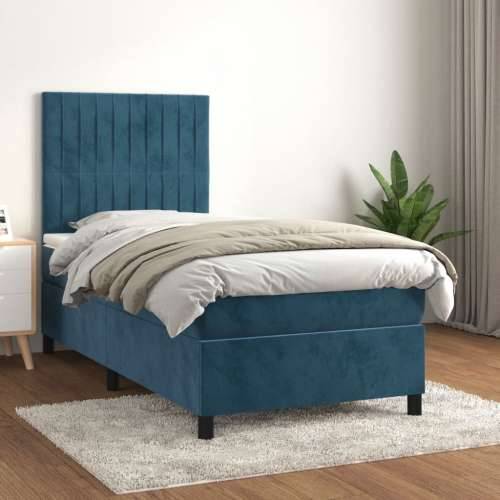 Box spring krevet s madracem tamnoplavi 90x190 cm baršunasti Tamno plava 90 x 190 cm Okomite pruge Cijena