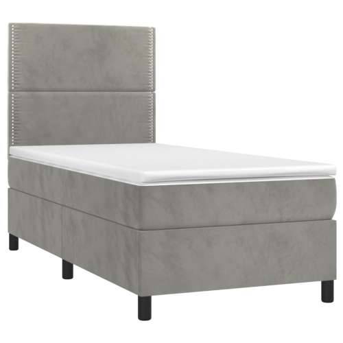 Box spring krevet s madracem svjetlosivi 90x190 cm baršunasti - Svjetlosiva 90 x 190 cm Obično s čavlima Cijena