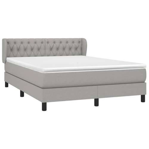 Krevet s oprugama i madracem svjetlosivi 140x190 cm od tkanine - Svjetlosiva 140 x 190 cm Dizajn s gumbima Cijena