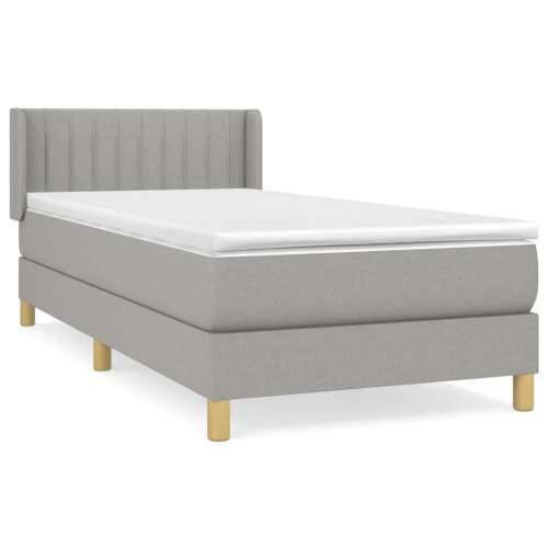 Okvir kreveta s oprugama i madrac svjetlosivi 90x200cm tkanina - Svjetlosiva 90 x 200 cm Okomite pruge Cijena