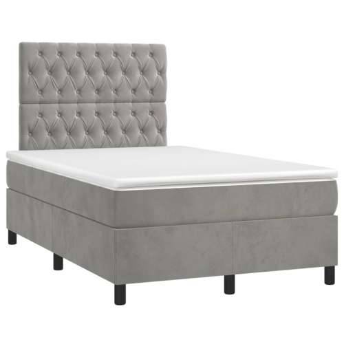 Box spring krevet s madracem svjetlosivi 120x200 cm baršunasti - Svjetlosiva 120 x 200 cm Dizajn s gumbima Cijena