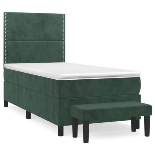 Box spring krevet s madracem tamnozeleni 90x190 cm baršunasti - Tamnozelena 90 x 190 cm Obično s čavlima Cijena
