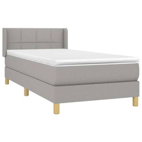 Okvir kreveta s oprugama i madrac svjetlosivi 80x200cm tkanina - Svjetlosiva 80 x 200 cm Blok s kvadratima Cijena