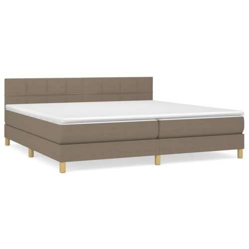 Krevet s oprugama i madracem smeđesivi 200x200 cm od tkanine - Sivo-smeđa 200 x 200 cm Blok s kvadratima Cijena