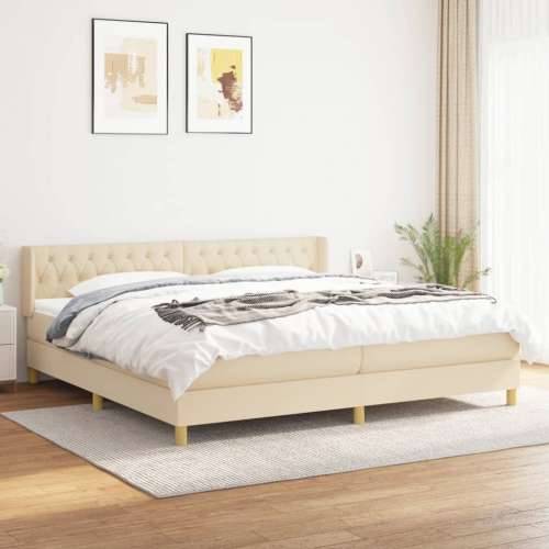Krevet s oprugama i madracem krem 200 x 200 cm od tkanine - Krema 200 x 200 cm Dizajn s gumbima Cijena