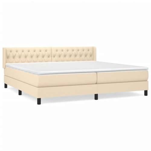 Krevet s oprugama i madracem krem 200 x 200 cm od tkanine - Krema 200 x 200 cm Dizajn s gumbima Cijena