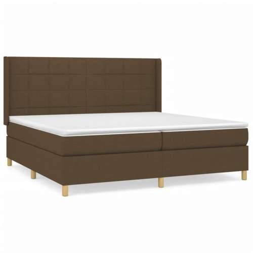 Krevet s oprugama i madracem tamnosmeđi 200x200 cm od tkanine - Tamno smeđa 200 x 200 cm Blok s kvadratima Cijena