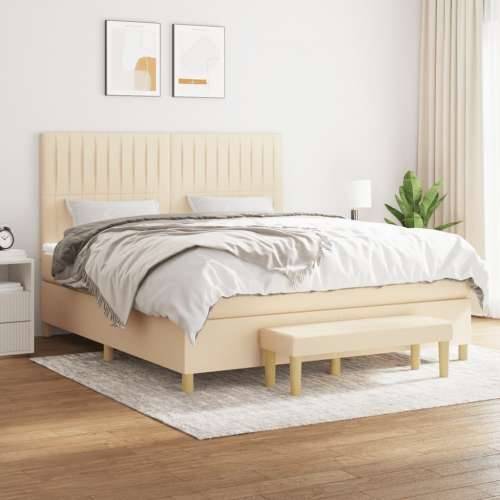 Krevet s oprugama i madracem krem 160x200 cm od tkanine - Krema 160 x 200 cm Okomite pruge Cijena