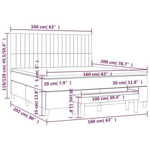 Krevet s oprugama i madracem krem 160x200 cm od tkanine - Krema 160 x 200 cm Okomite pruge Cijena