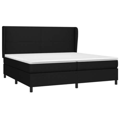 Krevet s oprugama i madracem crni 200x200 cm od tkanine - Crna 200 x 200 cm Gladak dizajn Cijena