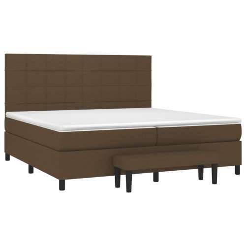 Krevet s oprugama i madracem tamnosmeđi 200x200 cm od tkanine - Tamno smeđa 200 x 200 cm Blok s kvadratima Cijena