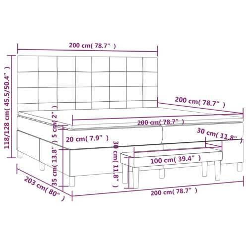 Krevet s oprugama i madracem tamnosmeđi 200x200 cm od tkanine - Tamno smeđa 200 x 200 cm Blok s kvadratima Cijena