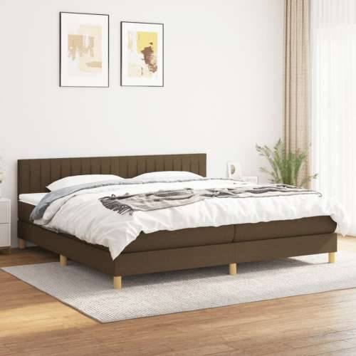 Krevet s oprugama i madracem tamnosmeđi 200x200 cm od tkanine - Tamno smeđa 200 x 200 cm Okomite pruge Cijena