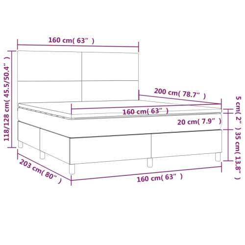 Krevet s oprugama i madracem crni 160x200 cm od tkanine - Crna 160 x 200 cm Gladak dizajn Cijena