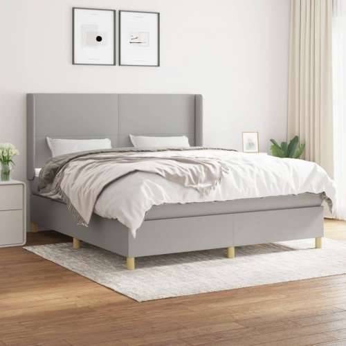 Krevet box spring s madracem svjetlosiva 160x200 cm tkanina - Svjetlosiva 160 x 200 cm Gladak dizajn Cijena