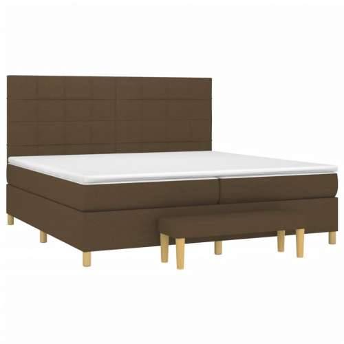 Krevet s oprugama i madracem tamnosmeđi 200x200 cm od tkanine - Tamno smeđa 200 x 200 cm Blok s kvadratima Cijena