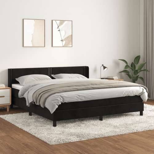 Krevet s oprugama i madracem crni 180x200 cm baršunasti - Crna 180 x 200 cm Obično s čavlima Cijena