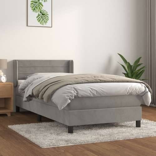 Box spring krevet s madracem svjetlosivi 100x200 cm baršunasti - Svjetlosiva 100 x 200 cm vodoravne pruge Cijena