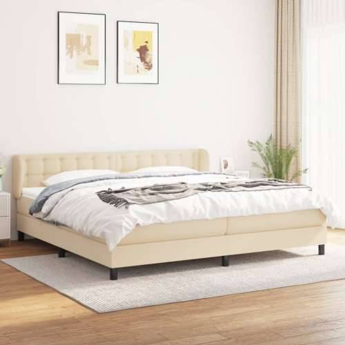 Krevet s oprugama i madracem krem 200 x 200 cm od tkanine - Krema 200 x 200 cm gumbi Cijena