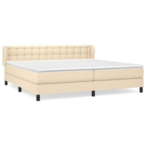 Krevet s oprugama i madracem krem 200 x 200 cm od tkanine - Krema 200 x 200 cm gumbi Cijena