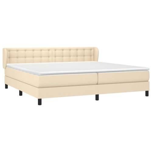 Krevet s oprugama i madracem krem 200 x 200 cm od tkanine - Krema 200 x 200 cm gumbi Cijena