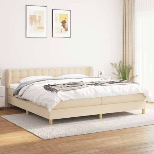 Krevet s oprugama i madracem krem 200 x 200 cm od tkanine - Krema 200 x 200 cm gumbi Cijena