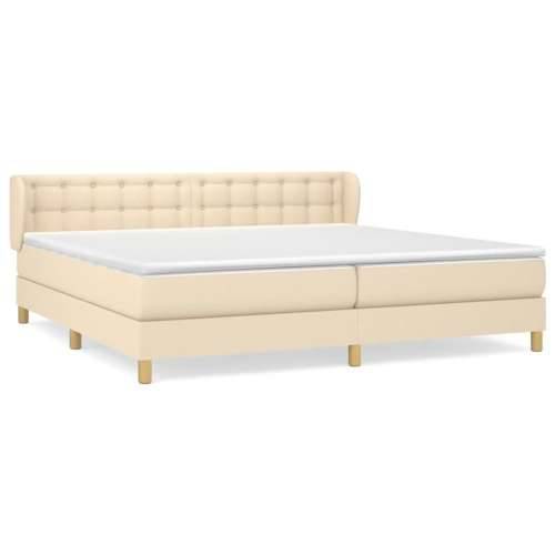 Krevet s oprugama i madracem krem 200 x 200 cm od tkanine - Krema 200 x 200 cm gumbi Cijena