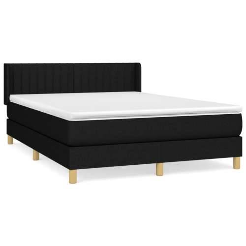 Krevet s oprugama i madracem crni 140x200 cm od tkanine - Crna 140 x 200 cm Okomite pruge Cijena