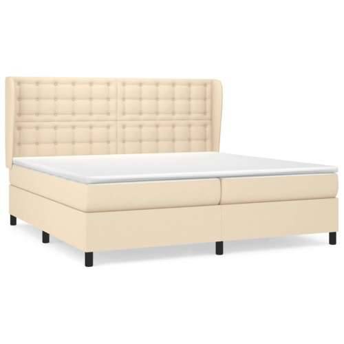 Krevet s oprugama i madracem krem 200 x 200 cm od tkanine - Krema 200 x 200 cm gumbi Cijena