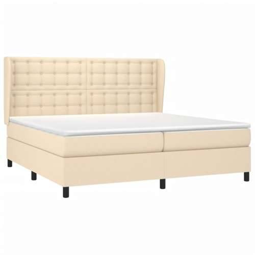 Krevet s oprugama i madracem krem 200 x 200 cm od tkanine - Krema 200 x 200 cm gumbi Cijena